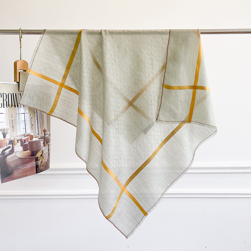 Cashmere Scarf - 100% PURE CASHMERE vierkante sjaal Pale