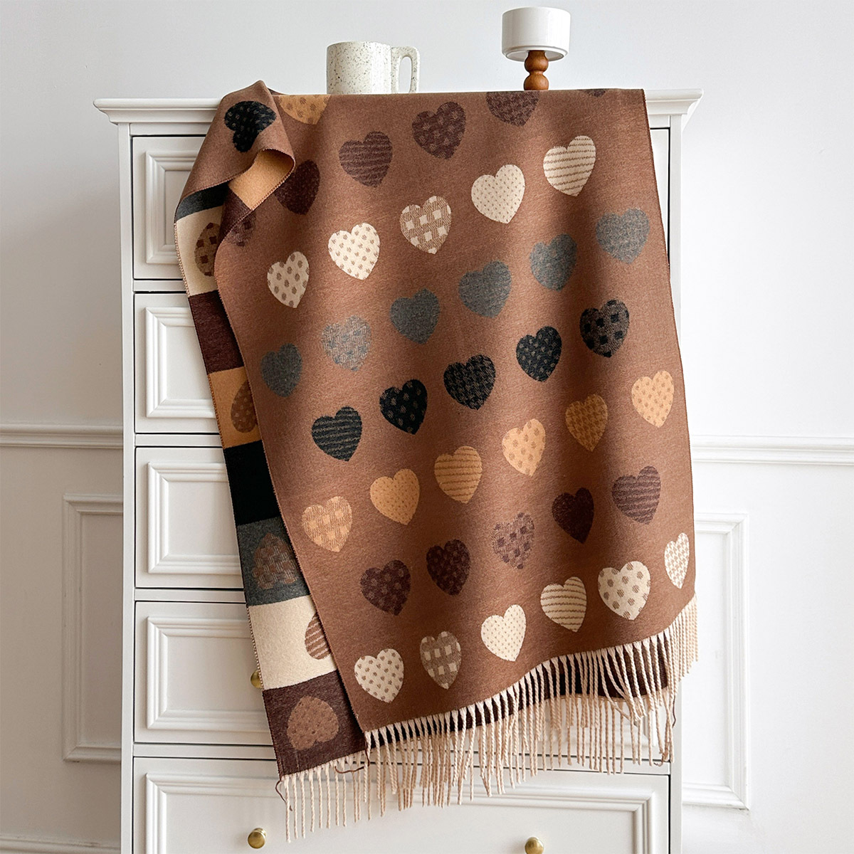 Cashmere Scarf - Dames imitatie kasjmier sjaal met franjes,