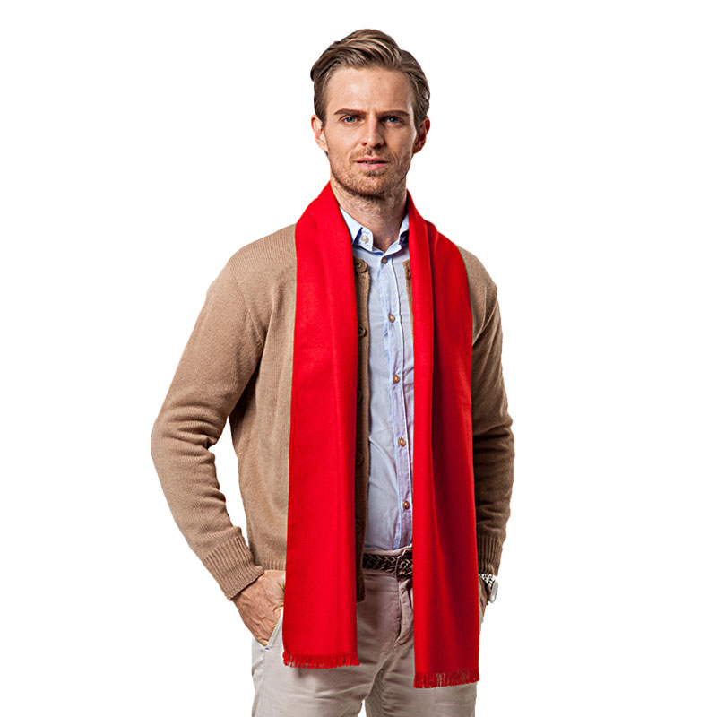 Cashmere Scarf - Mode Winter Effen Kleur Mannen Rode